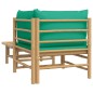 2 pcs conjunto lounge de jardim bambu c/ almofadões verdes