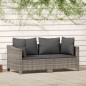 2 pcs conjunto lounge de jardim c/ almofadões vime PE cinzento