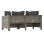 2 pcs conjunto lounge de jardim c/ almofadões vime PE cinzento