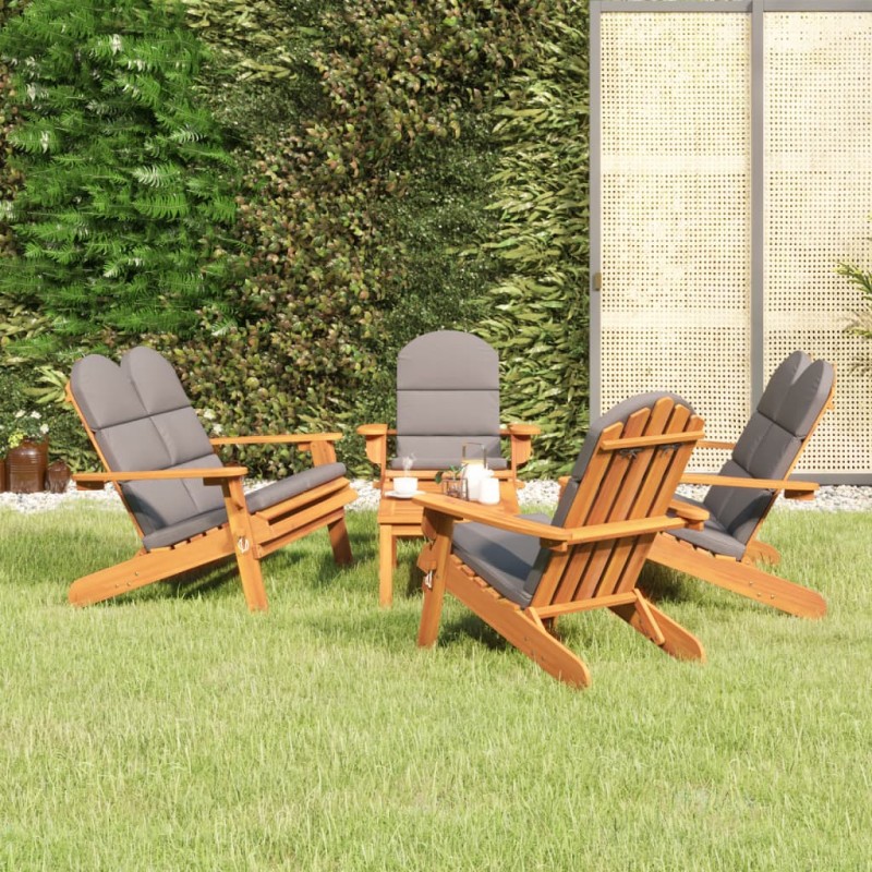 5 pcs conjunto lounge jardim Adirondack madeira acácia maciça-Conjuntos de jardim-Home Retail