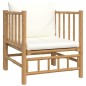 7 pcs conjunto lounge de jardim bambu c/ almofadões branco nata