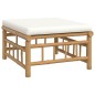 3 pcs conjunto lounge de jardim bambu c/ almofadões branco nata