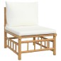 12pcs conjunto lounge de jardim bambu c/ almofadões branco nata