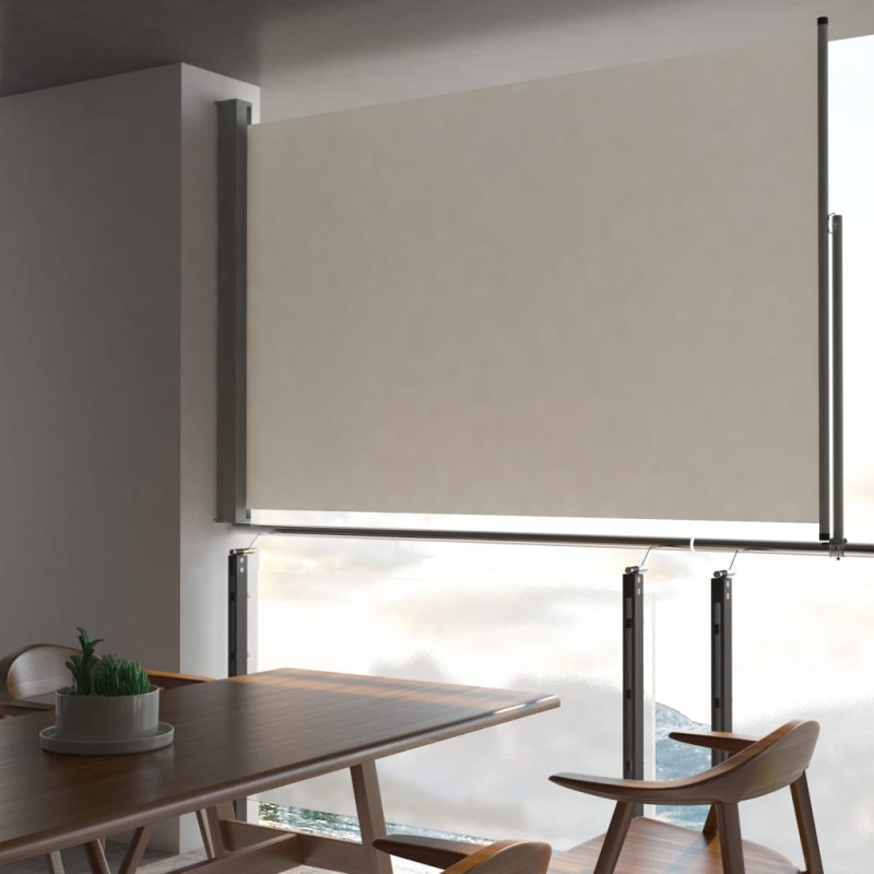 Toldo lateral retrátil para pátio 160x300 cm creme-Guarda-sóis e telas de varanda-Home Retail