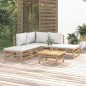 6 pcs conj. lounge de jardim bambu c/ almofadões cinzento-claro