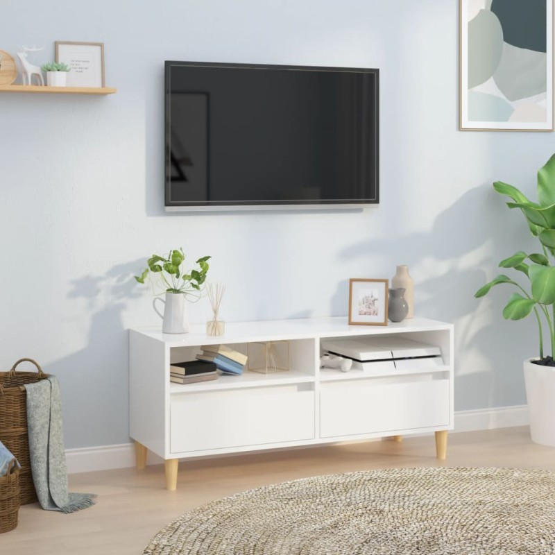 Móvel p/ TV 100x34,5x44,5 cm derivados madeira branco brilhante-Móveis de TV-Home Retail