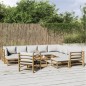 12pcs conj. lounge de jardim bambu c/ almofadões cinzento-claro