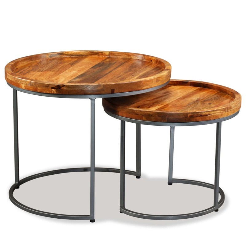 Mesa de apoio 2 pcs madeira de mangueira maciça-Mesas de apoio-Home Retail