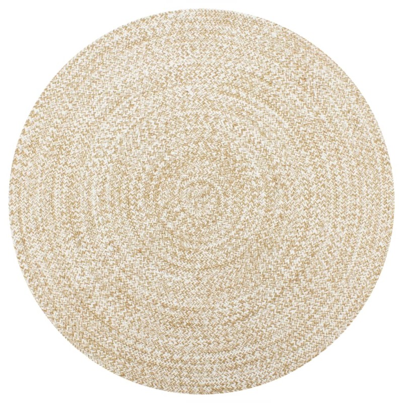 Tapete artesanal em juta branco e natural 90 cm-Tapetes-Home Retail