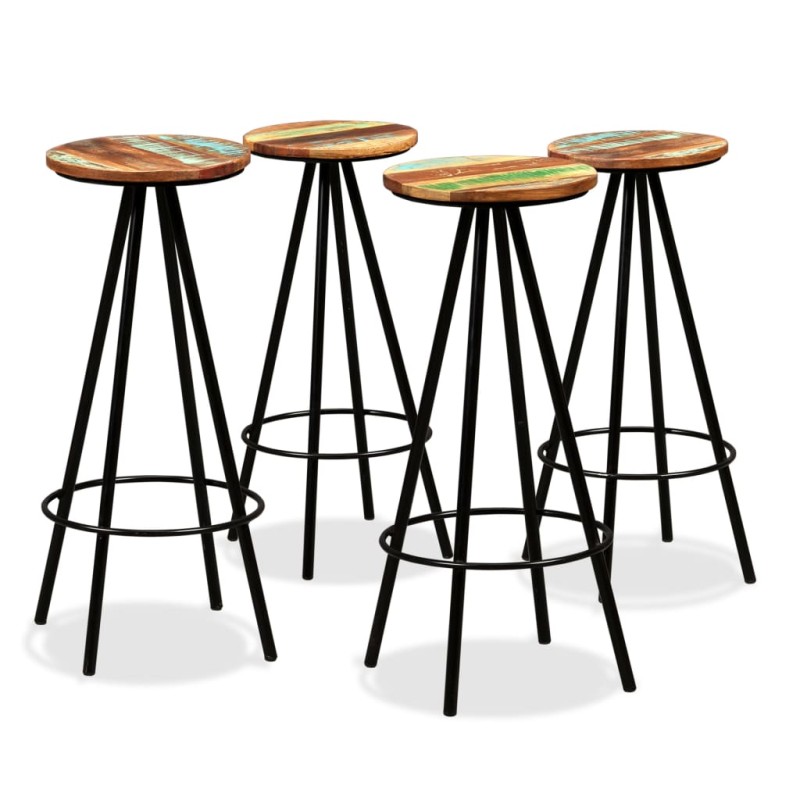 Bancos de bar 4 pcs madeira recuperada maciça-Bancos de bar-Home Retail