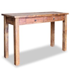 Mesa consola madeira reciclada maciça 123x42x75 cm