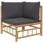 12pcs conj. lounge de jardim bambu c/ almofadões cinza-escuro