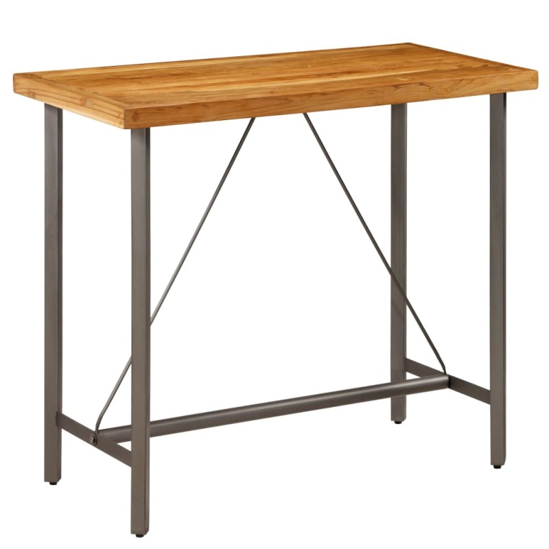 Mesa de bar em madeira de teca recuperada maciça 120x58x106 cm-Mesas de cozinha e de sala de jantar-Home Retail