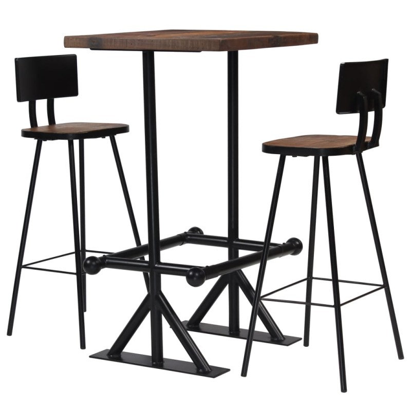 Conjunto de bar 3 pcs madeira recuperada maciça-Conjuntos de móveis para cozinha e sala de jantar-Home Retail