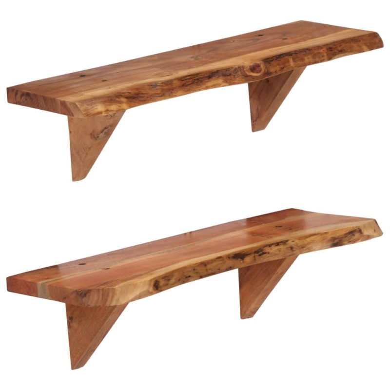 Prateleiras de parede 2 pcs 60x20x18cm madeira de acácia maciça-Prateleiras-Home Retail