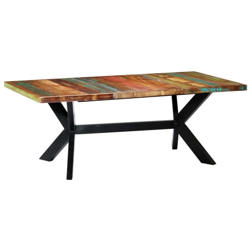 Mesa de jantar 200x100x75 cm madeira recuperada maciça-Mesas de cozinha e de sala de jantar-Home Retail