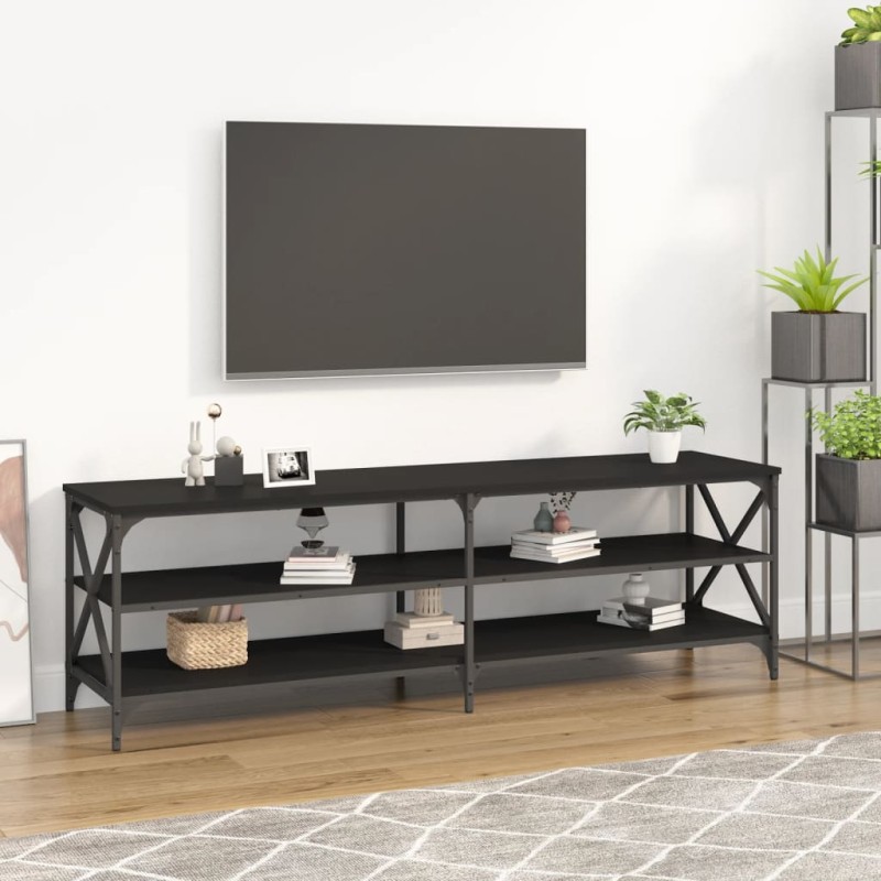 Móvel de TV 160x40x50 cm derivados de madeira preto-Móveis de TV-Home Retail