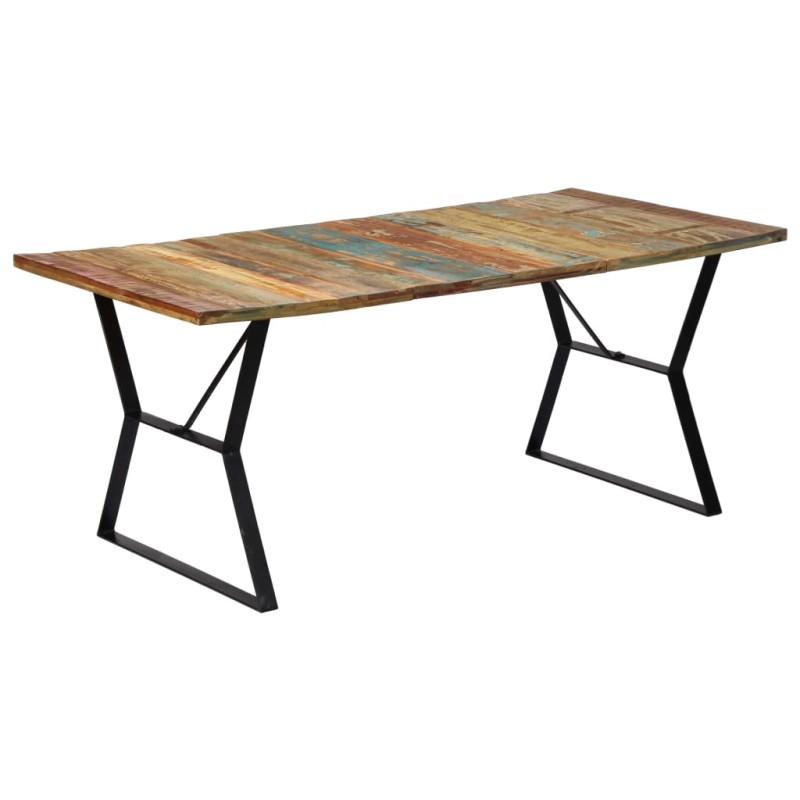 Mesa de jantar 180x90x76 cm madeira recuperada maciça-Mesas de cozinha e de sala de jantar-Home Retail