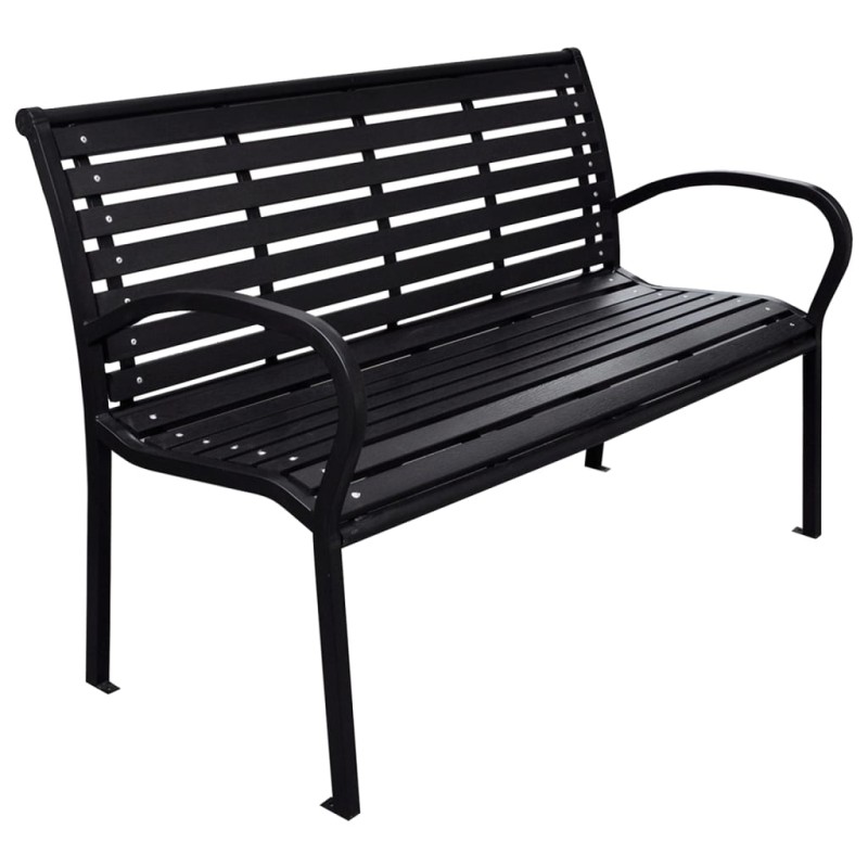 Banco de jardim 116 cm aço e WPC preto-Bancos de jardim-Home Retail