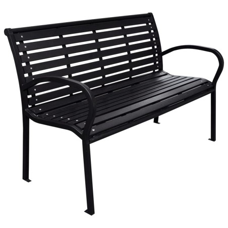 Banco de jardim 116 cm aço e WPC preto