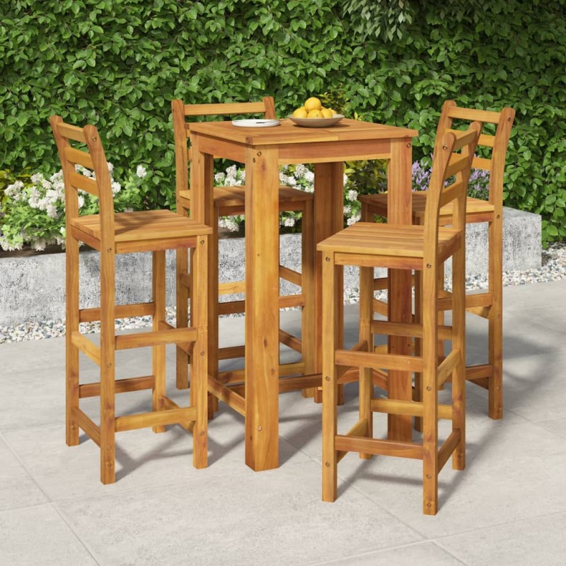 5 pcs conjunto de bar para jardim madeira de acácia maciça-Conjuntos de jardim-Home Retail