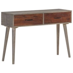 Mesa consola 110x35x75 cm mangueira maciça áspera cinzento