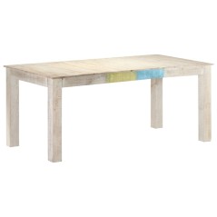 Mesa de jantar 180x90x76 cm madeira de mangueira maciça branco