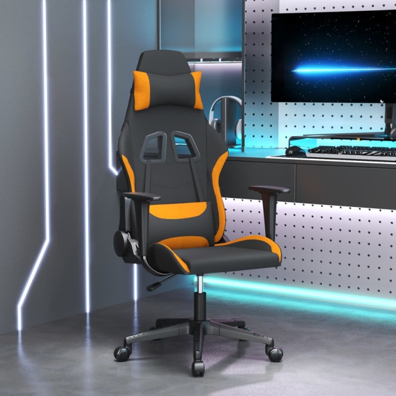 vidaxL Cadeira de gaming tecido preto e laranja-Cadeiras de jogo-Home Retail