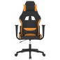 vidaxL Cadeira de gaming tecido preto e laranja