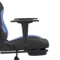 vidaxL Cadeira de gaming com apoio para os pés tecido preto e azul