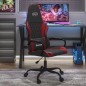 Cadeira gaming couro artificial preto e vermelho tinto