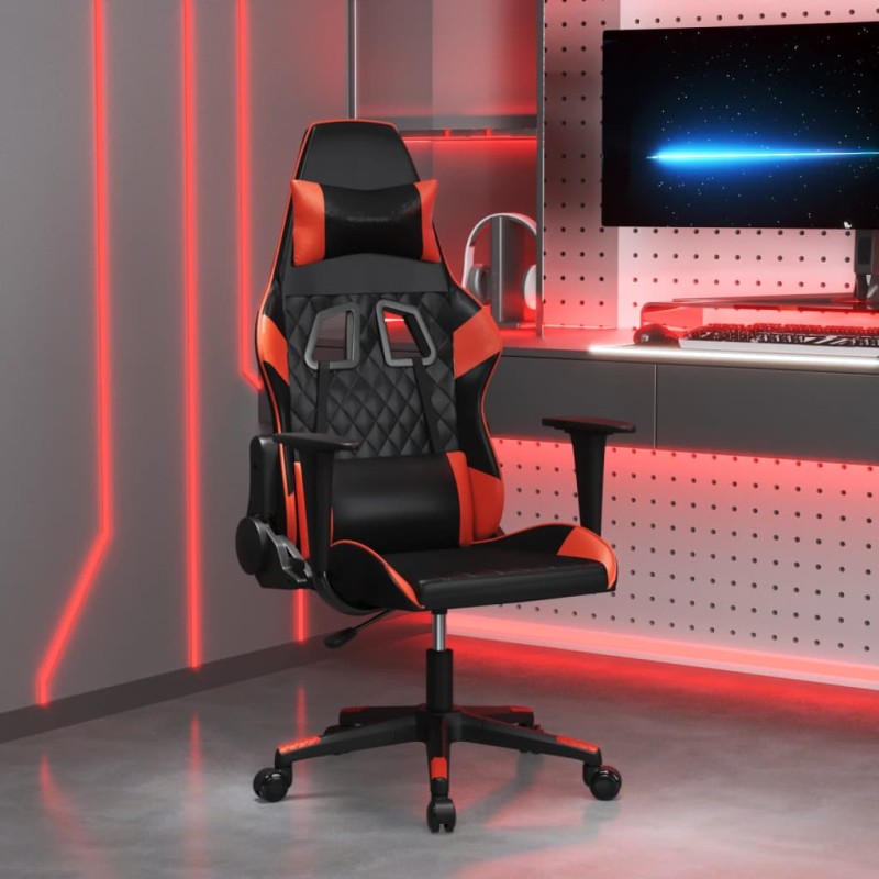 Cadeira de gaming couro artificial preto e vermelho-Cadeiras de jogo-Home Retail