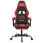 Cadeira gaming c/ apoio pés couro artificial preto e vermelho