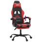 Cadeira gaming c/ apoio pés couro artificial preto e vermelho