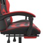 Cadeira gaming c/ apoio pés couro artificial preto e vermelho