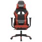 Cadeira gaming c/ apoio pés couro artificial preto e vermelho