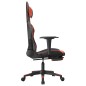 Cadeira gaming c/ apoio pés couro artificial preto e vermelho