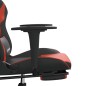 Cadeira gaming c/ apoio pés couro artificial preto e vermelho