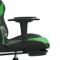 Cadeira gaming c/ apoio pés couro artificial preto e verde