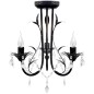 Candelabro metal com contas de cristal, preto, 3 x E14 lâmpadas