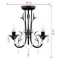 Candelabro metal com contas de cristal, preto, 3 x E14 lâmpadas