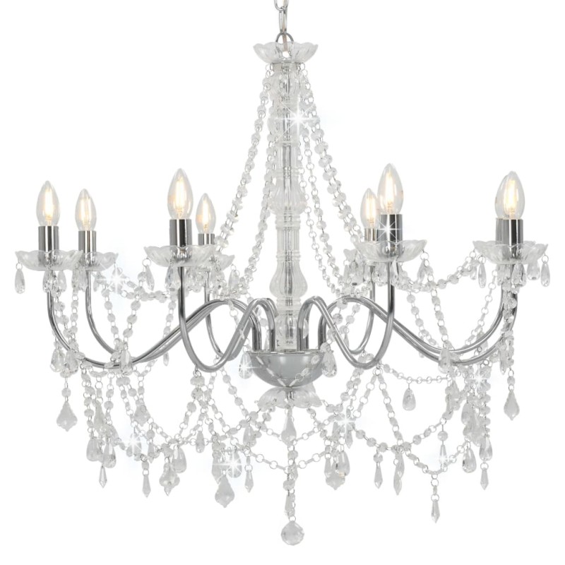 Lustre com contas lâmpadas 8 x E14 prateado-Candelabros-Home Retail