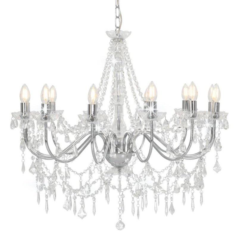 Lustre com contas lâmpadas 12 x E14 prateado-Candelabros-Home Retail