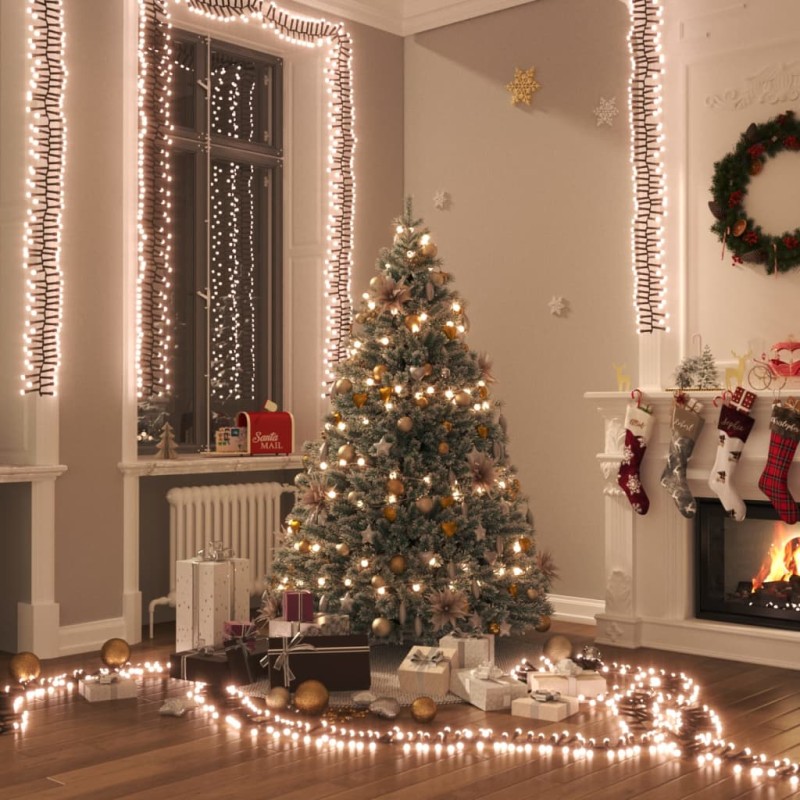 Cordão de luzes agrupadas 400 luzes LED 7,4 m PVC branco quente-Luzes de Natal-Home Retail