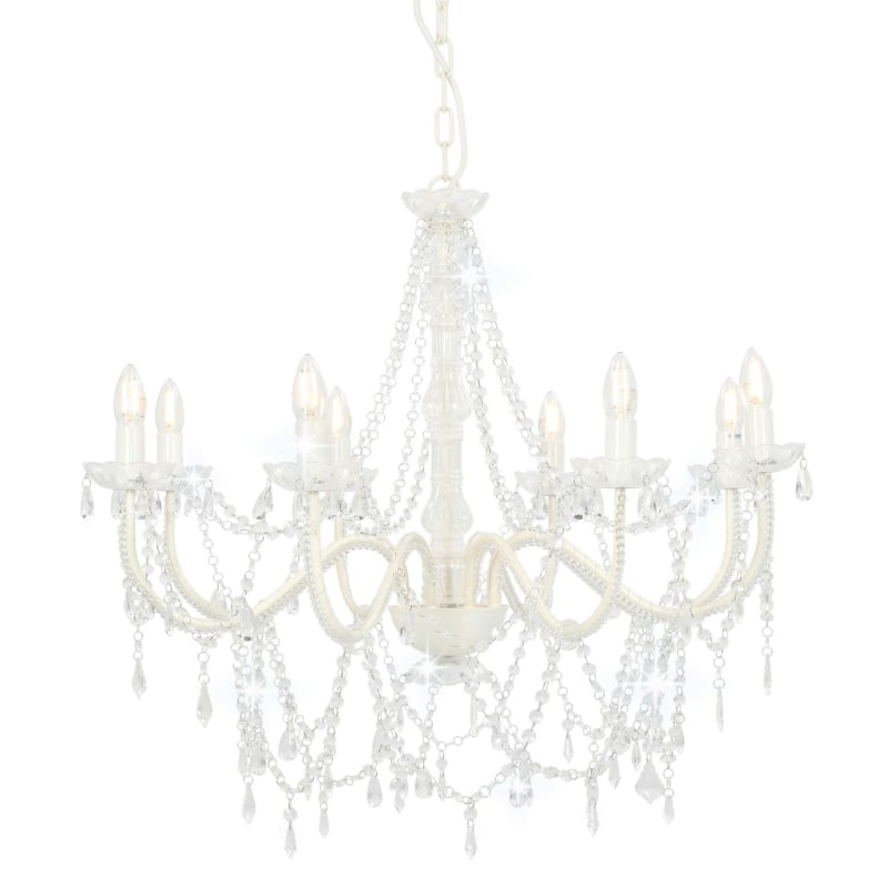 Lustre com contas lâmpadas 8 x E14 branco-Candelabros-Home Retail