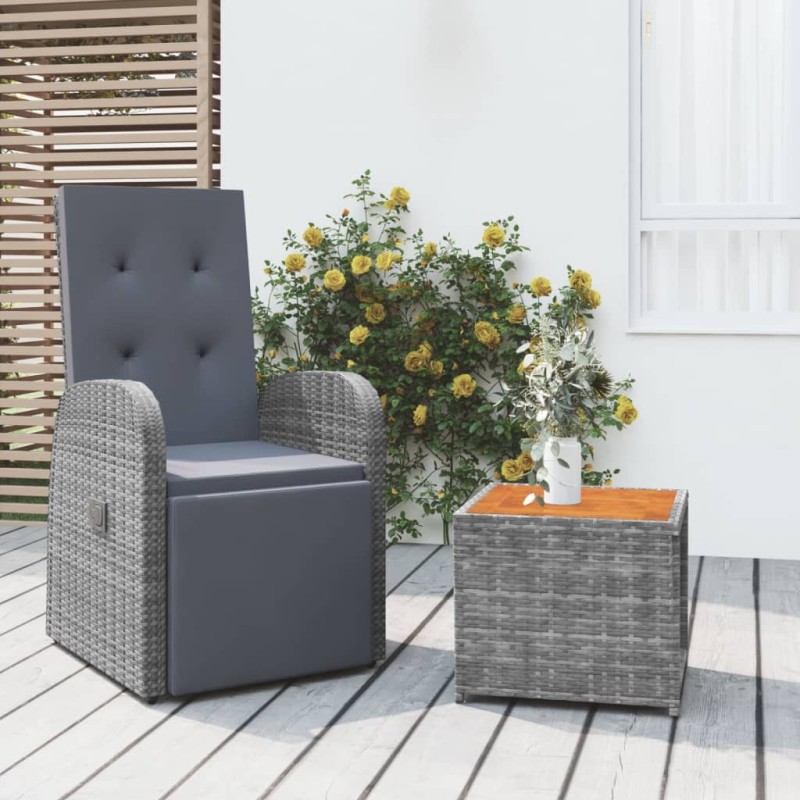 2 pcs conjunto lounge de jardim vime PE/acácia maciça cinzento-Conjuntos de jardim-Home Retail