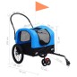 Reboque bicicletas/carrinho para animais 2-em-1 azul/preto