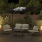 Guarda-sol cantilever c/ LEDs 400x300 cm preto