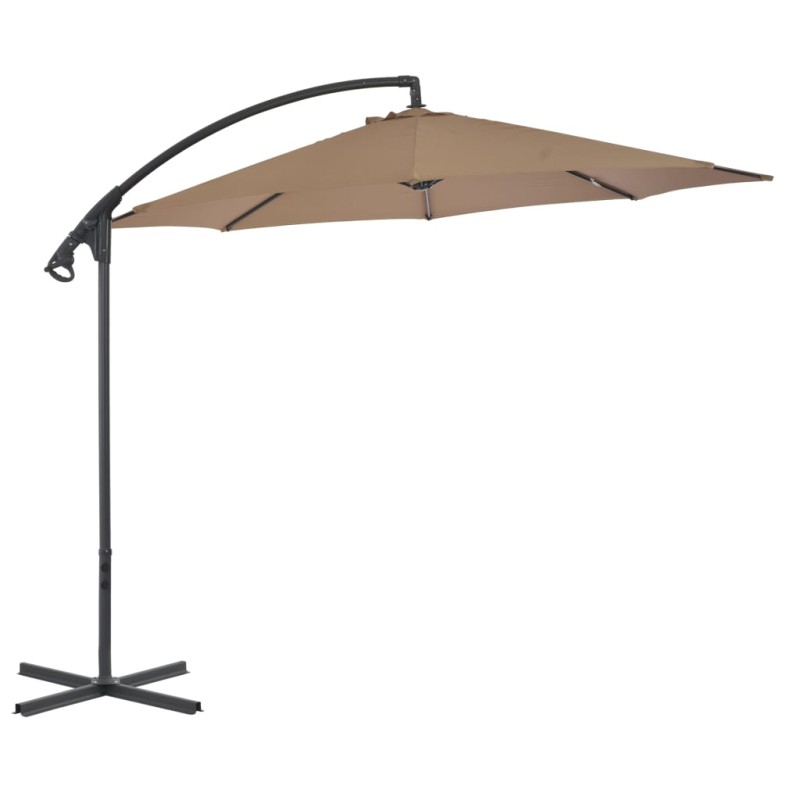 Guarda-sol cantilever poste aço 300 cm cinzento-acastanhado-Guarda-sóis e telas de varanda-Home Retail