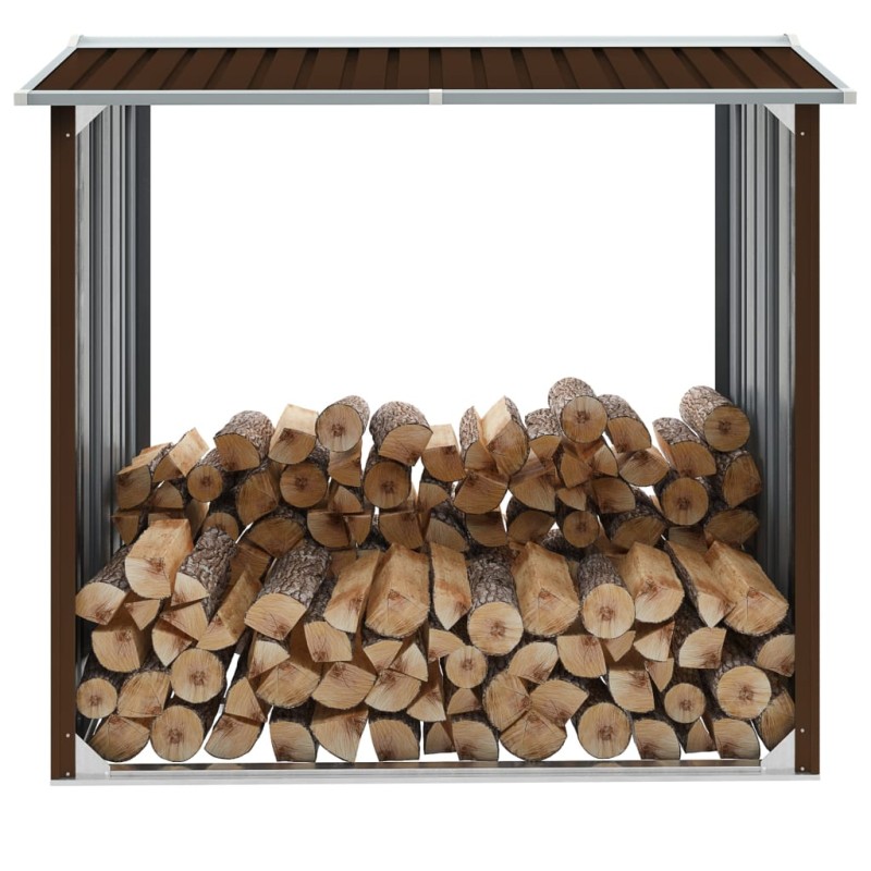 Abrigo para arrumação de troncos aço 172x91x154 cm castanho-Acessórios para prateleiras de lenha e madeira-Home Retail